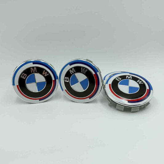 4pcs 68mm (2.68") BMW Wheel Center Caps – 50th Anniversary Logo