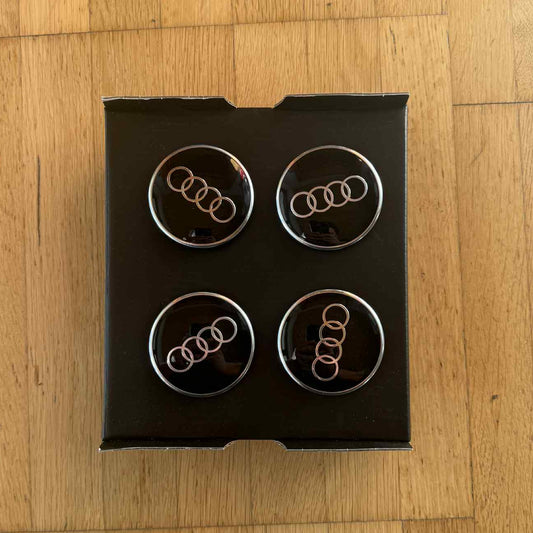 4pcs Audi Floating Wheel Center Caps 61mm – Silver Logo Hub Caps