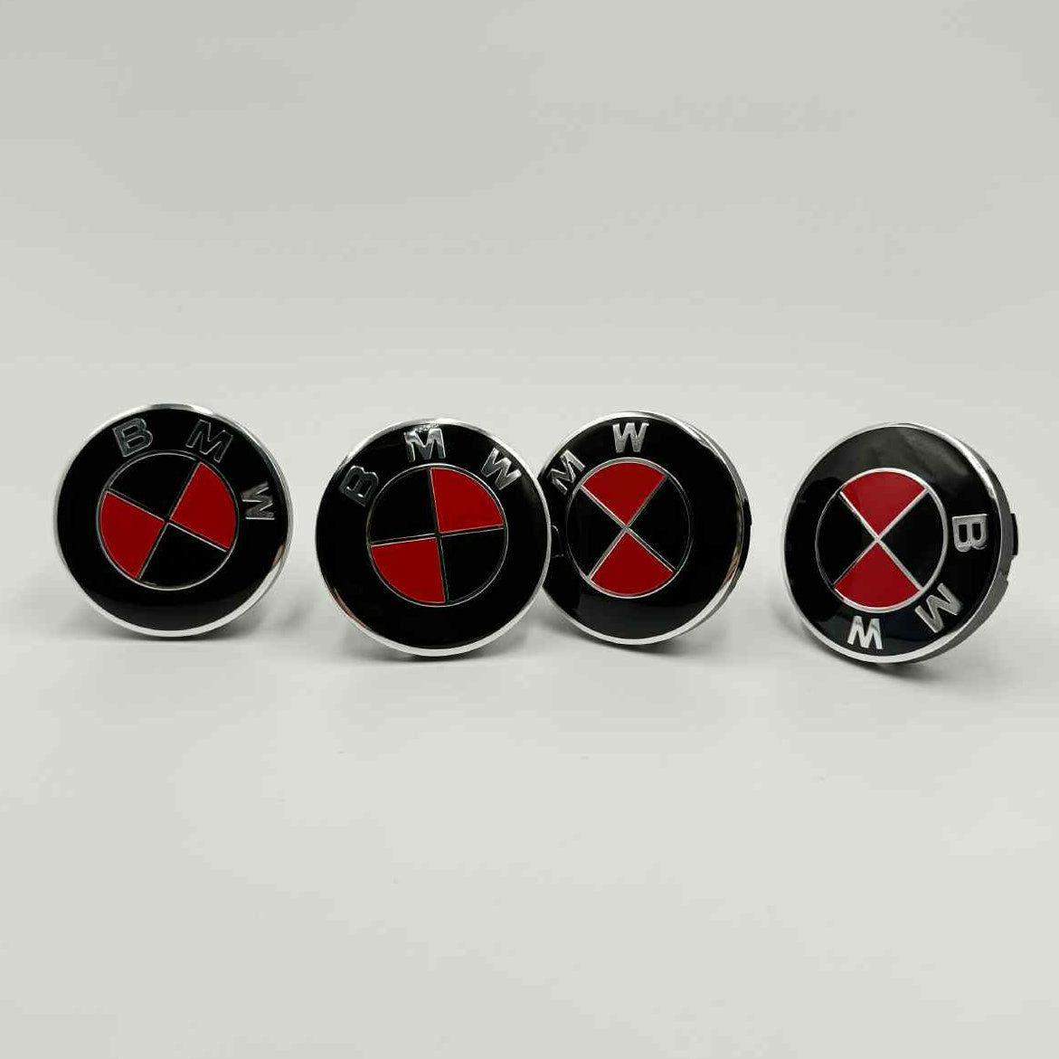 4pcs 56mm (2.20") BMW Wheel Center Caps – Red and Black