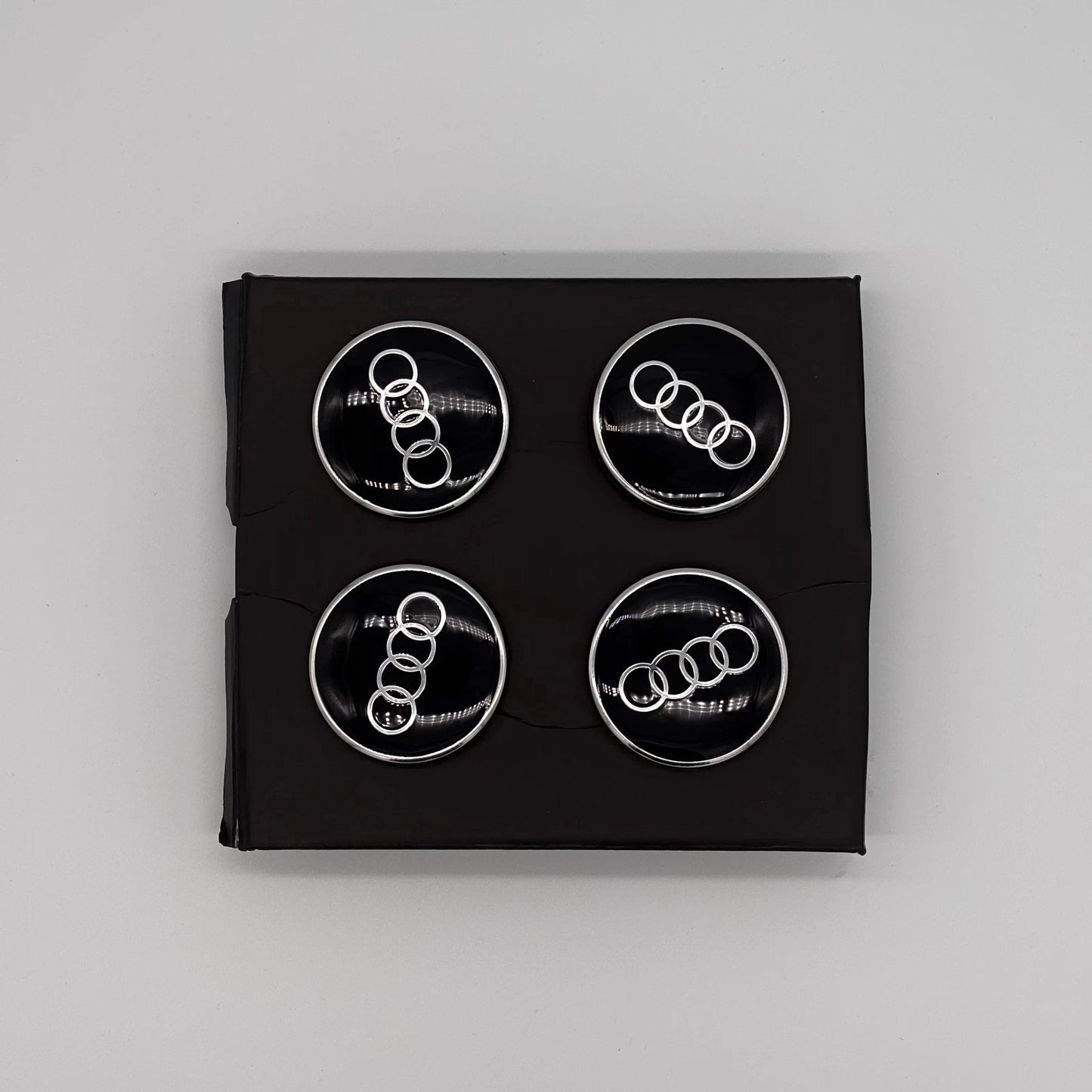 4pcs Audi Floating Wheel Center Caps 61mm – Silver Logo Hub Caps